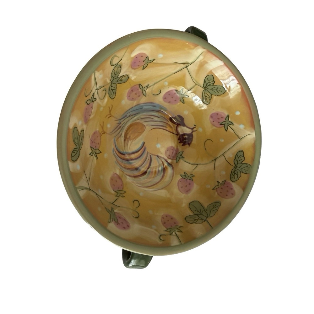 Danna Cullen Designs Footed Double Handle serving Bowl Chanticleer Rooster